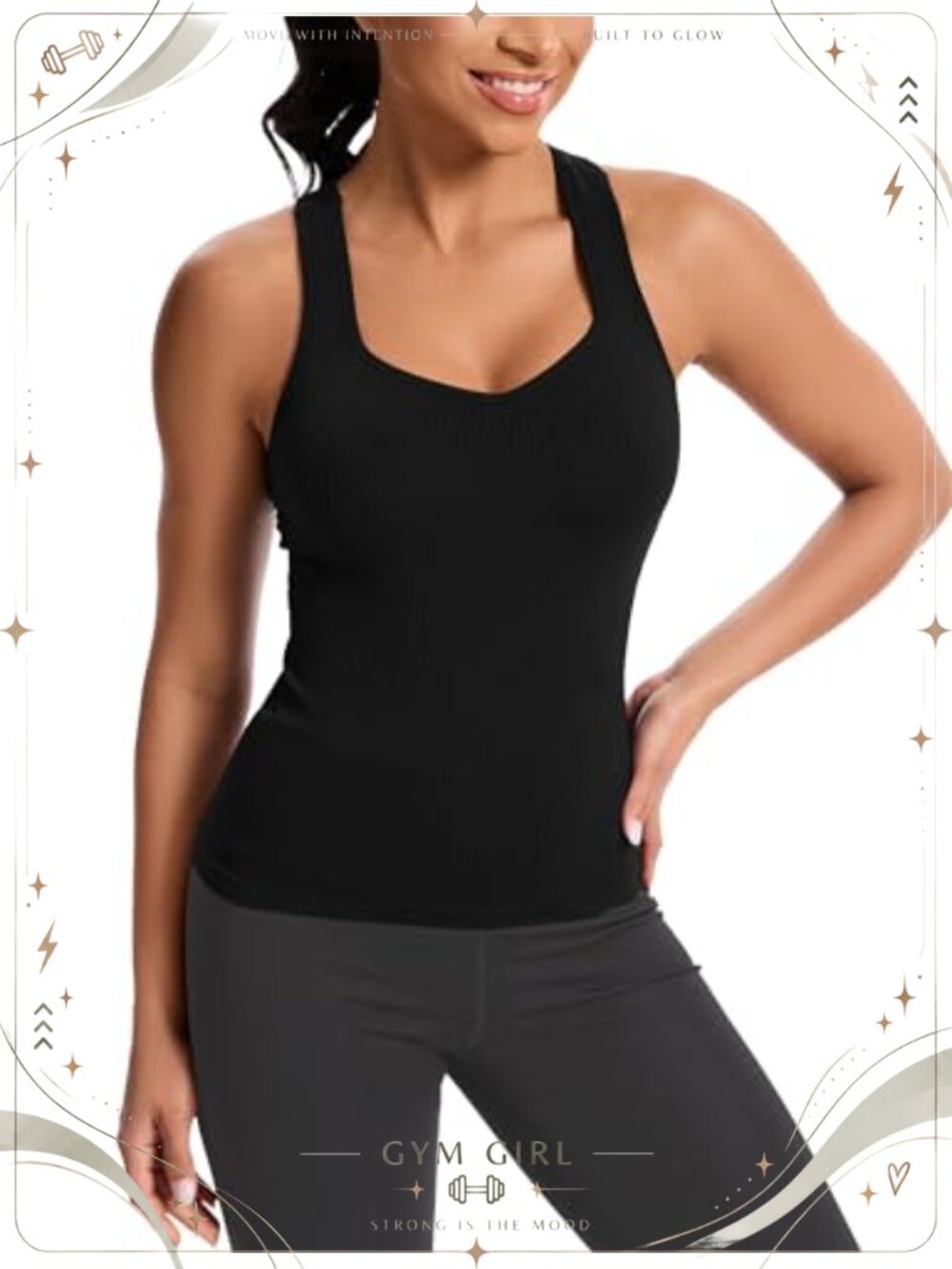 MathCat Women's Workout Tank Top with Built-in Bra Racerback Athletic Camisole
